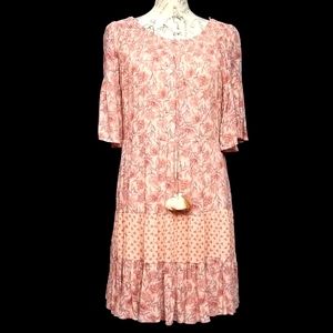 Chelsea & Violet Pink  Floral Boho Dress, Size S